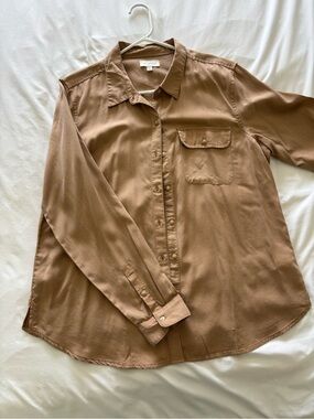 Lucky Brand Woman’s Casual Button-Down Shirt in Brown